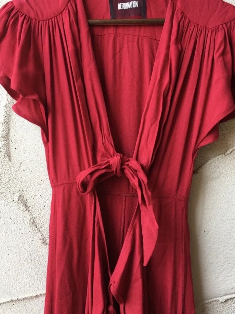 Reformation Orchid Wrap Dress in Red I Size 2 - Picture 5 of 8